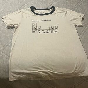 Oiselle Cream and Black Elemental Running Tee